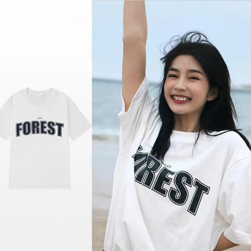 [Exclusively for Tmall] 210g pure cotton back stripe large size women's summer letter print short-sleeved T-shirt