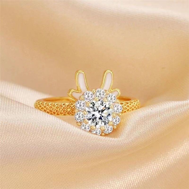 Rotating ring, zircon opening, Year of the Dragon, auspicious, rotating, versatile, fashionable, new, high-end, non-colliding design ring