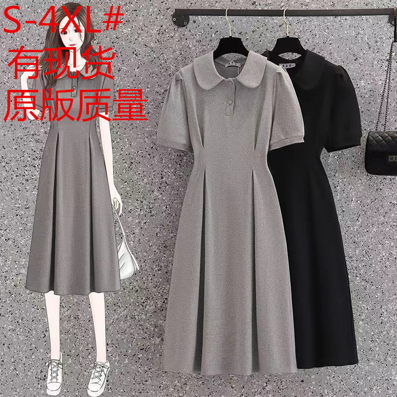 大碼女裝polo連衣裙夏季2024新款小眾設計法式長裙高級感氣質裙子