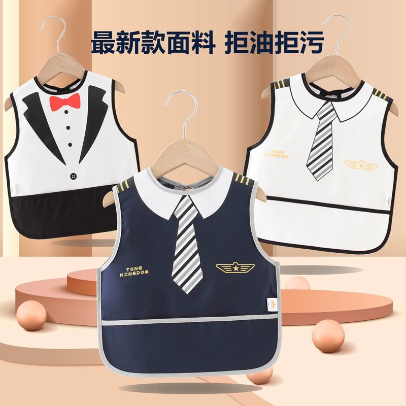 Baby eating bib waterproof wash-free children's smock summer thin baby eating bib kindergarten sleeveless protective cover
