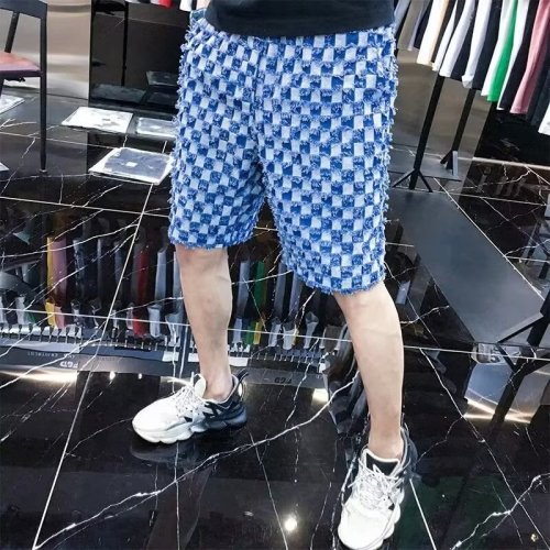 Casual plaid shorts men's summer thin outer wear loose casual sports shorts men's five-point medium pants trend