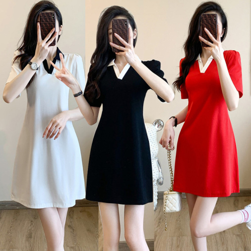 Polo collar dress women's summer 2024 new loose casual T-shirt dress slim, fresh and versatile sports skirt