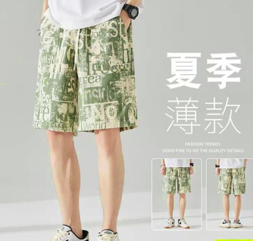 Summer new casual pants men's shorts fashion trend all-match men's flower pants mid-pants