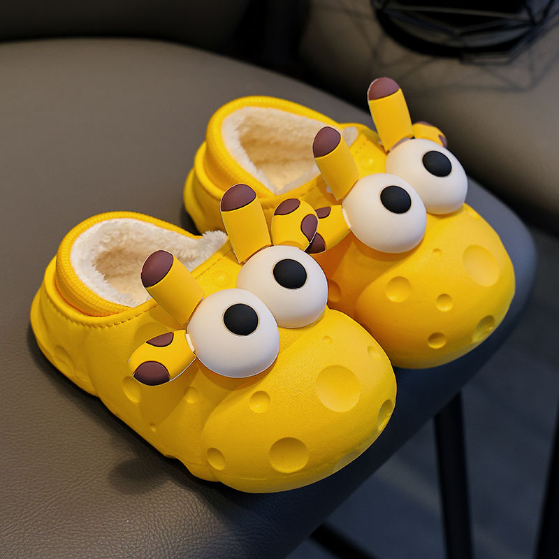 Children's cotton slippers bag and baby boy's autumn and winter indoor home use cute cartoon girl warm cotton shoes waterproof