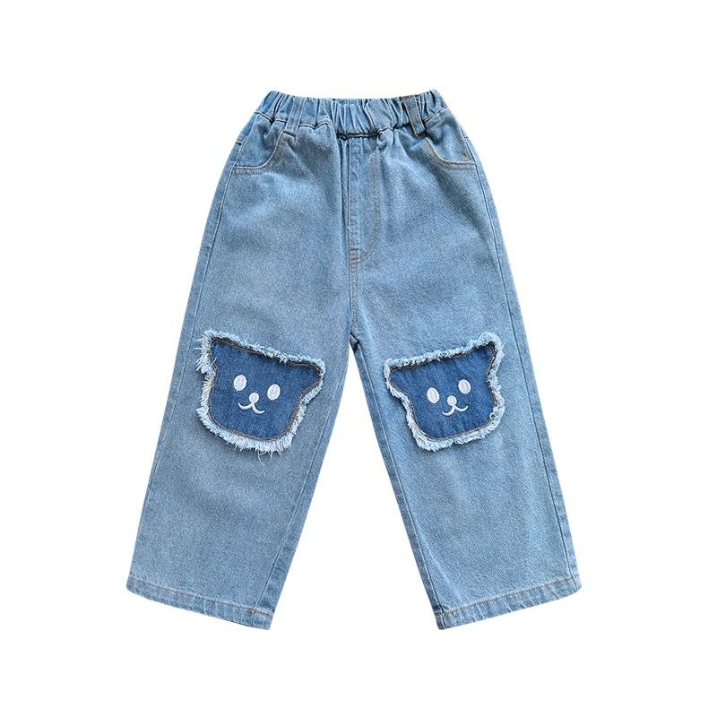 Girls jeans spring and autumn children's 2023 autumn new pants girls wide leg pants baby outer wear trousers trendy