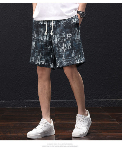 Summer new casual pants men's shorts fashion trend all-match men's flower pants mid-pants