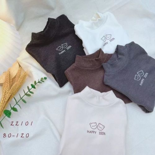 2023 spring and autumn new style half turtleneck warm inner tops for boys and girls, small and medium-sized children's baby T-shirts long-sleeved