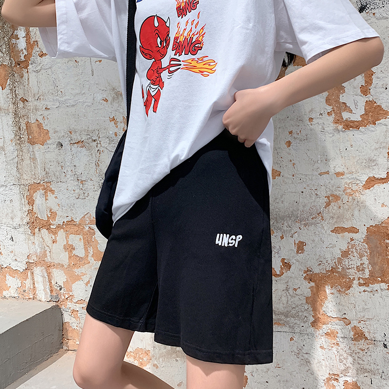 -實拍65/35魚鱗夏季新款寬鬆休閒顯瘦闊腿五分褲女