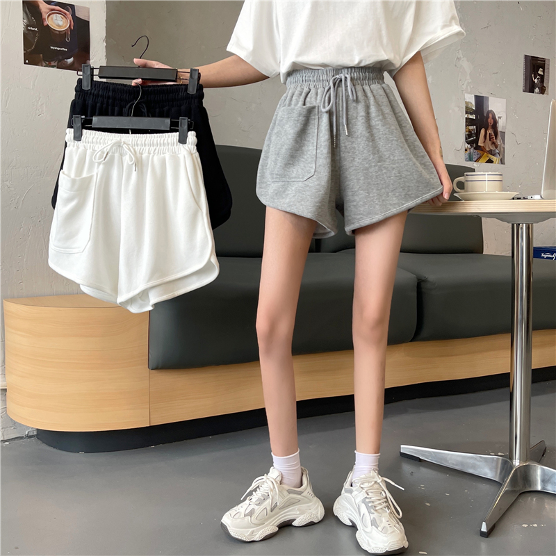 -實拍65/35魚鱗夏季新款寬鬆休閒顯瘦闊腿短褲女