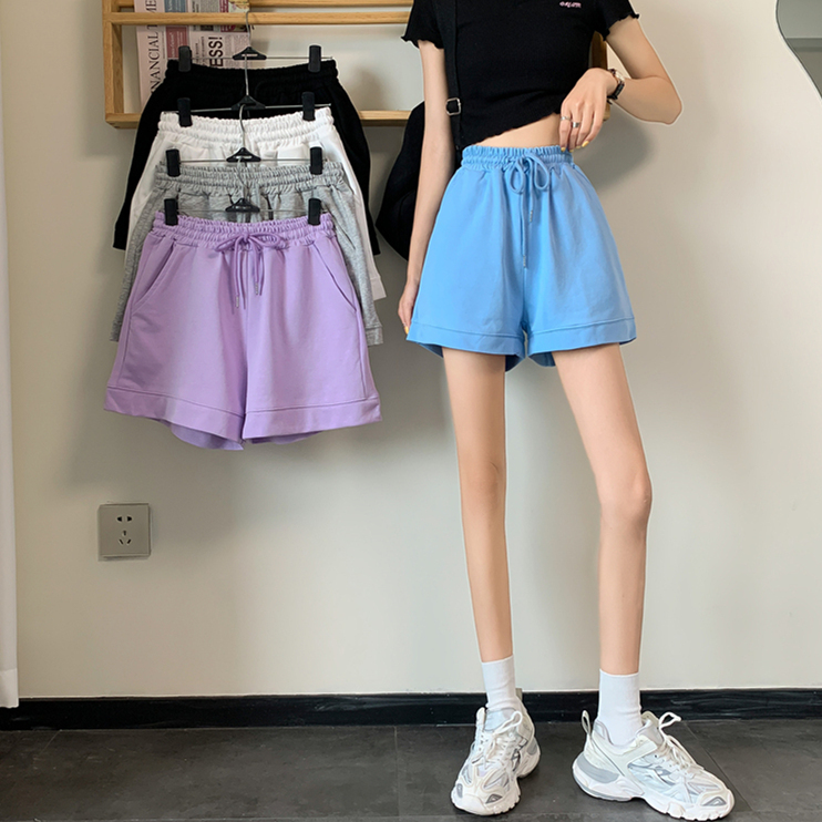 -實拍65/35魚鱗夏季新款寬鬆休閒顯瘦闊腿短褲女