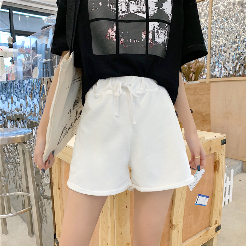 -實拍65/35魚鱗五色 夏季新款高腰顯瘦鬆緊腰闊腿短褲女