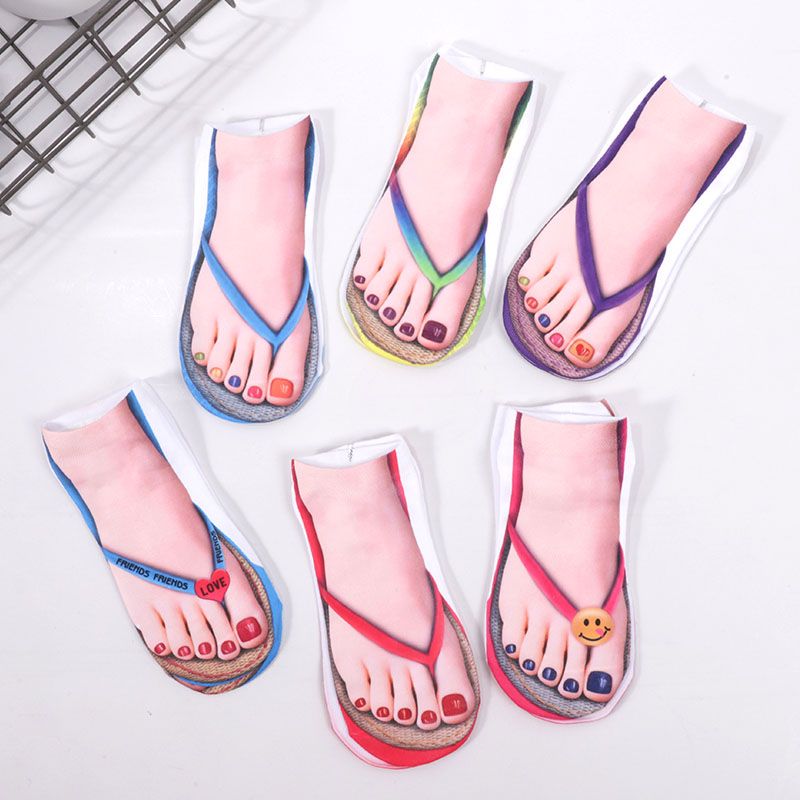 Flip-flops are super funny! Pattern socks 3D funny socks slippers socks couples creative funny prints