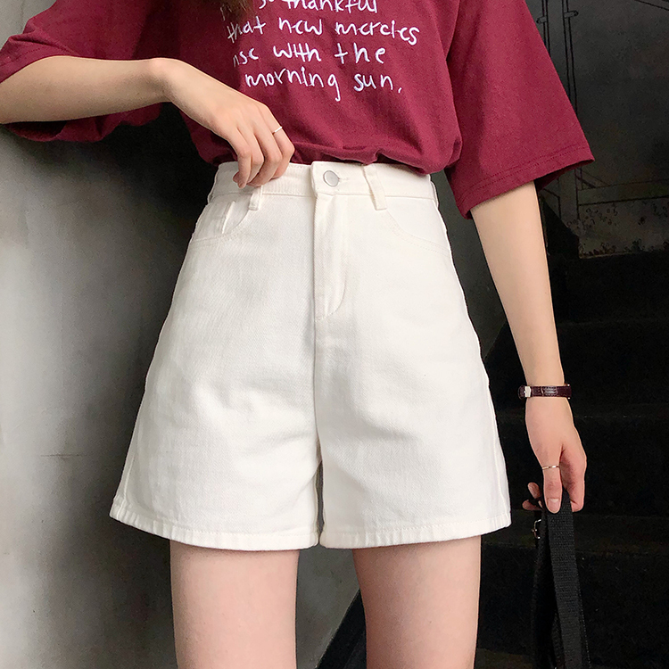 Actual shot of 2024 new classic versatile black and white denim shorts and wide-leg pants