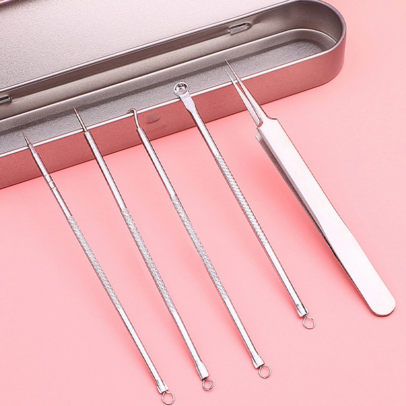 5 acne needles, cell clips, acne picking, pimple squeezing, beauty salon blackhead and acne removal needle tool set wholesale