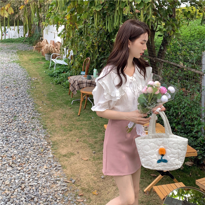 實拍韓版寬鬆娃娃衫減齡短袖上衣