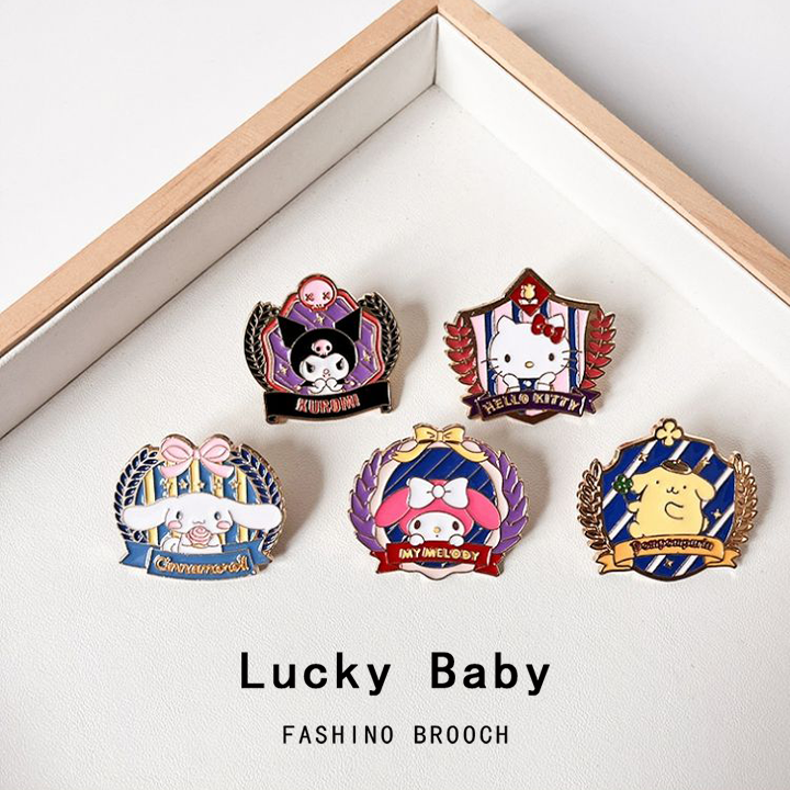 Sanrio Metal Badge Kurome College Style Jade Dog Brooch Cartoon Versatile Melody Cute Pin