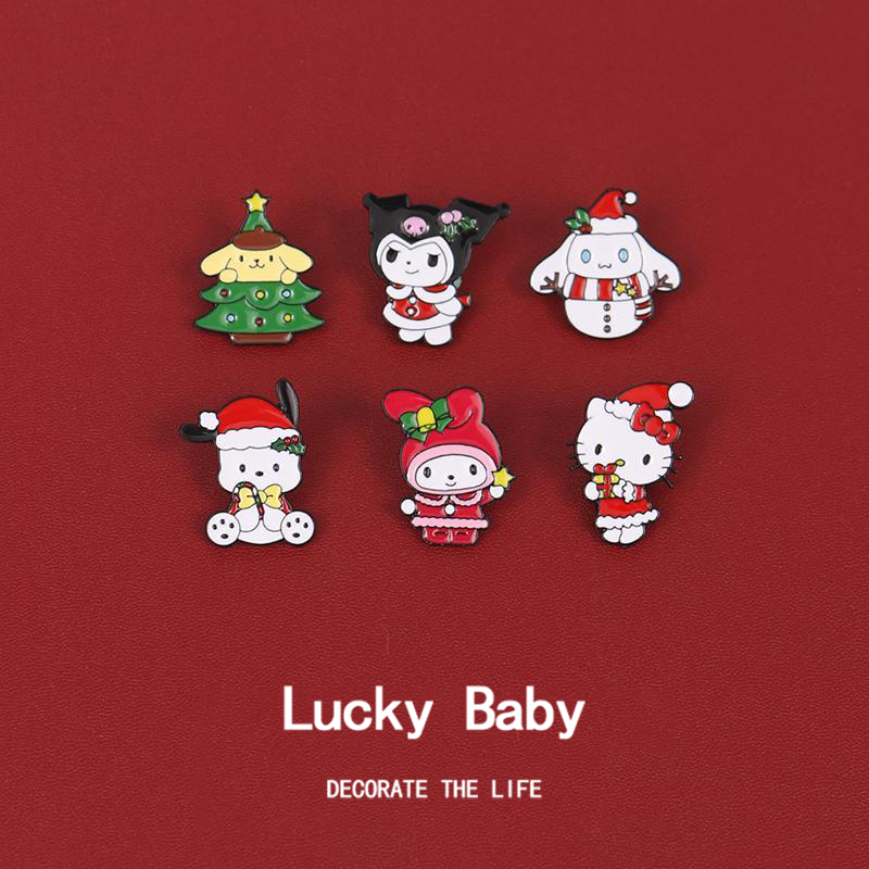 Christmas Cinnamon Dog Kurome Brooch Cute Metal Badge Sweater Accessories Pin Bag Decoration Accessories