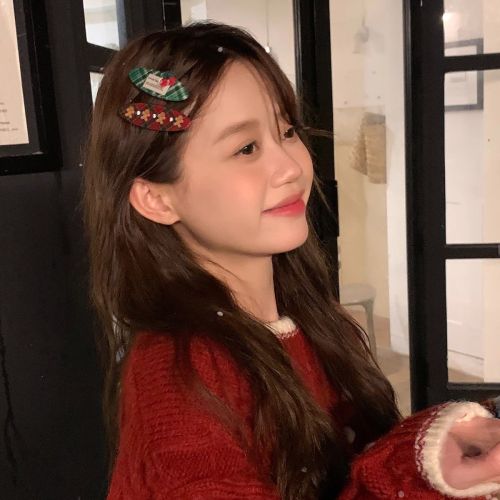 Gingerbread man Christmas plaid hairpin side clip girl's heart bangs clip side clip hairpin Japanese and Korean hair accessories autumn and winter new style
