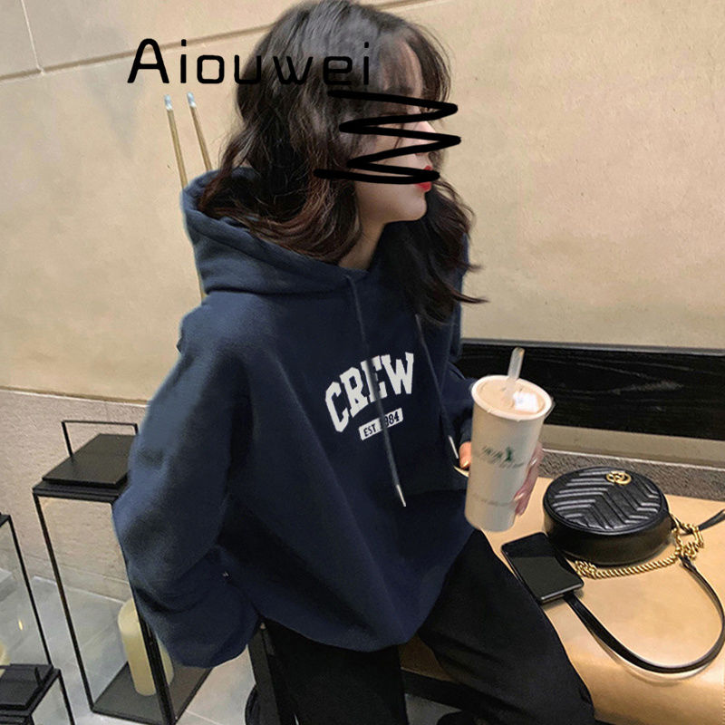 AIOUWEI American hooded sweatshirt women's pullover autumn and winter versatile casual loose ins trendy brand top for men and women