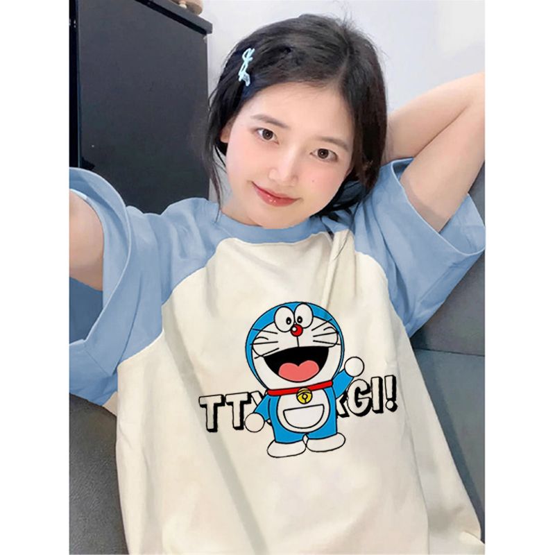 Trendy brand oversize short-sleeved T-shirt women's raglan sleeve niche versatile casual fun cartoon summer sweet and cool top
