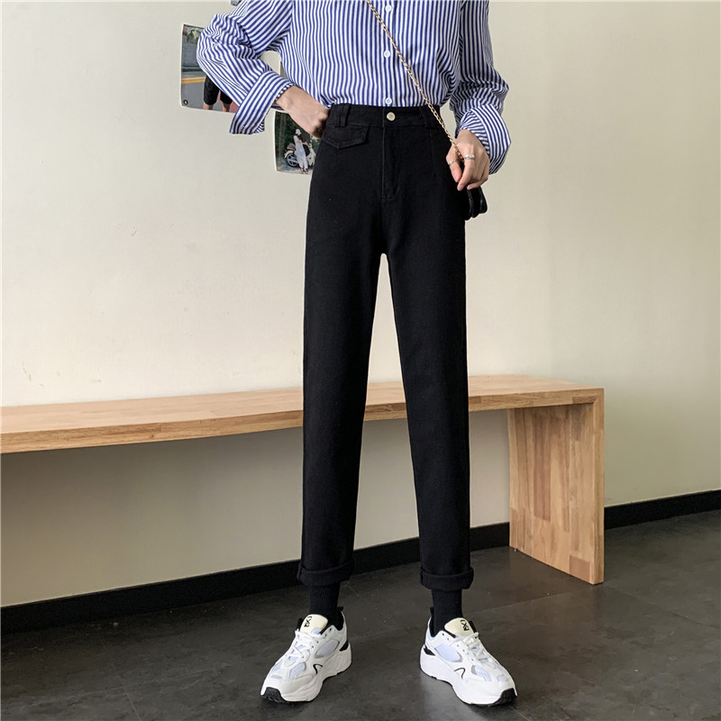 實拍牛仔褲女裝春季2024新款高腰顯瘦小個子直筒九分老爹褲子潮