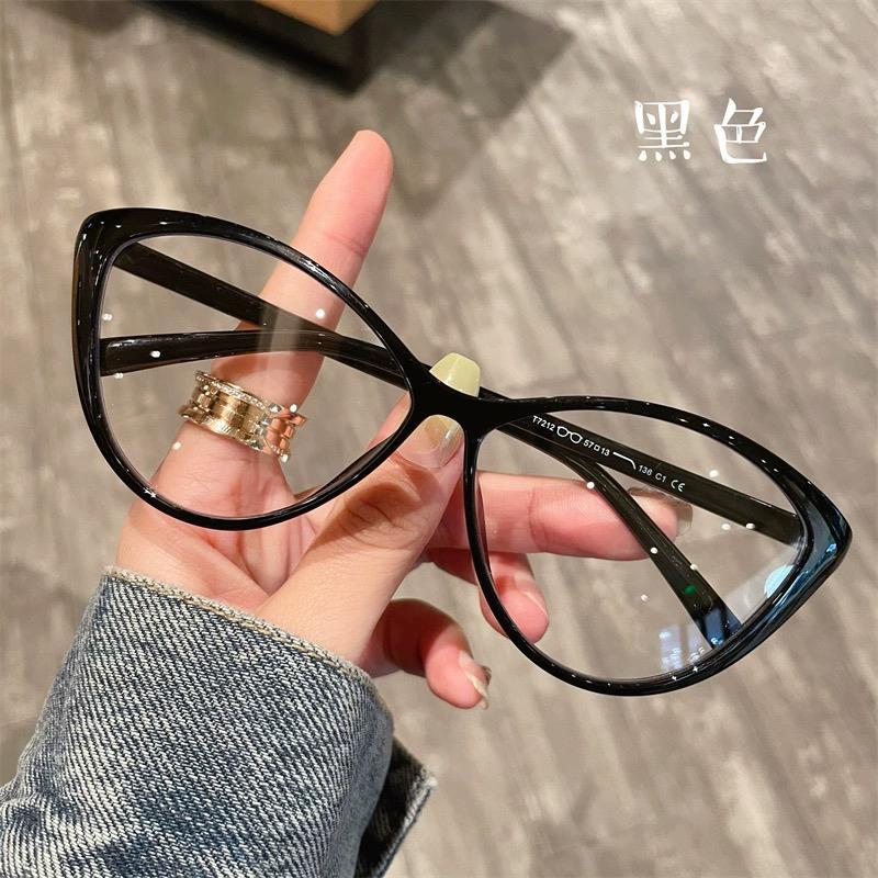 Internet celebrity personalized cat-eye anti-blue light glasses for women, funny retro photo-taking black glasses frame, can be matched with myopia, ultra-light and fashionable