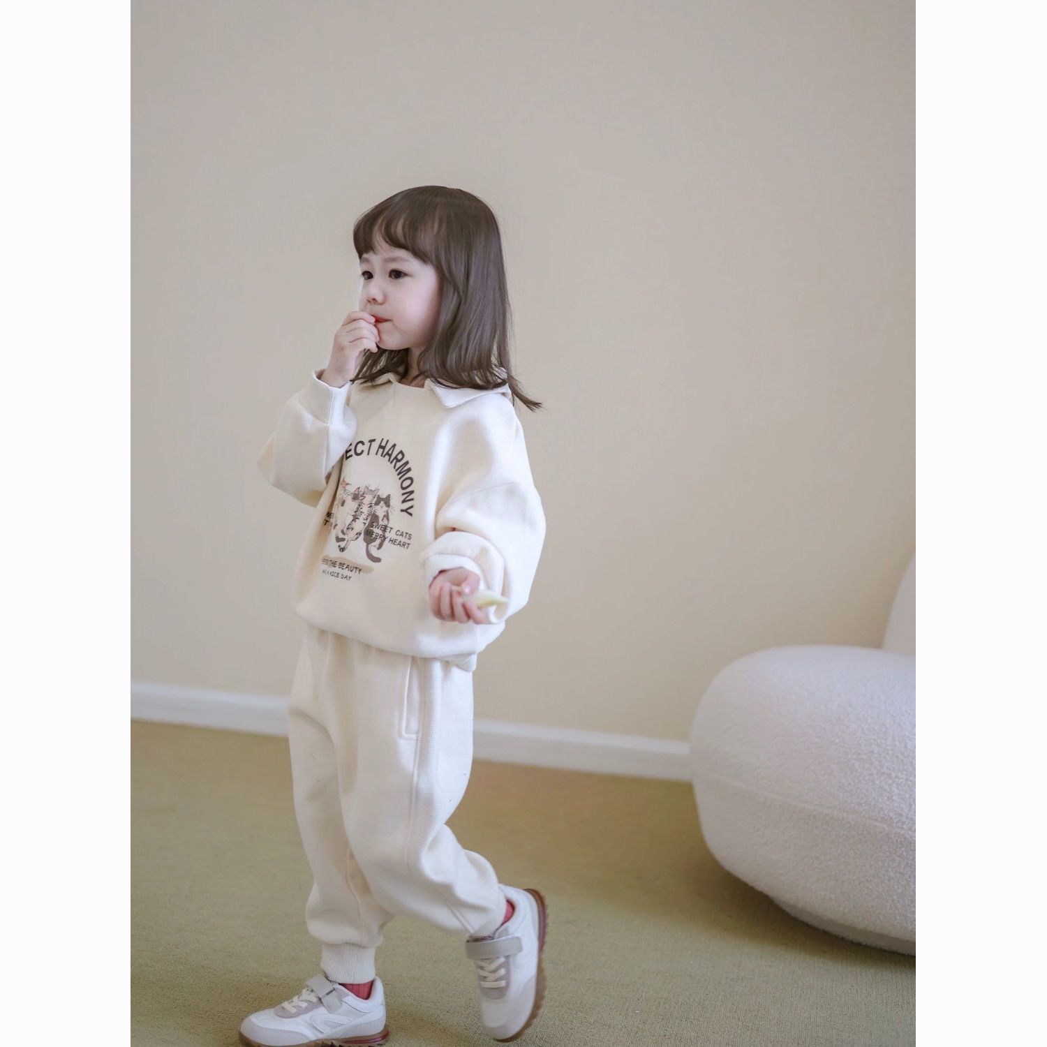 Girls Autumn Suit Cute Trendy Outerwear 2024 New Children's Pullover Sweatshirt and Pants Ins Two-piece Suit