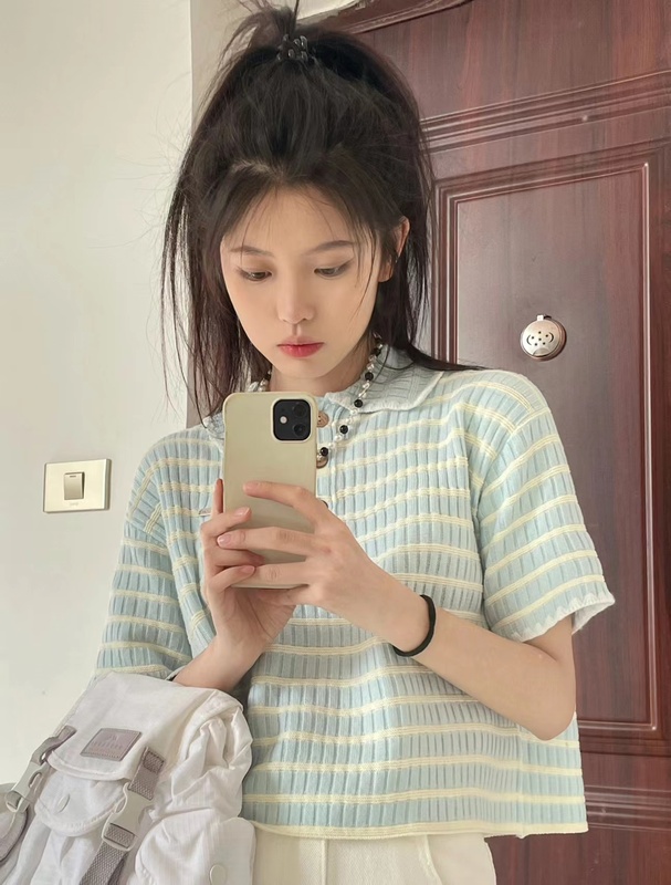 新款冰激凌色奶系小香風短袖甜美風夏季百搭上衣ins潮
