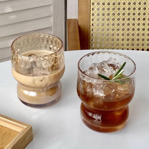 Large-capacity beer cup, cute water cup, household retro glass cup, milk cup, coffee cup ins with good looks