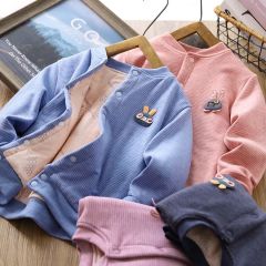 School uniform artifact children's small cotton-padded jacket winter baby thickened cotton-padded jacket boys and girls plus velvet warm jacket trendy