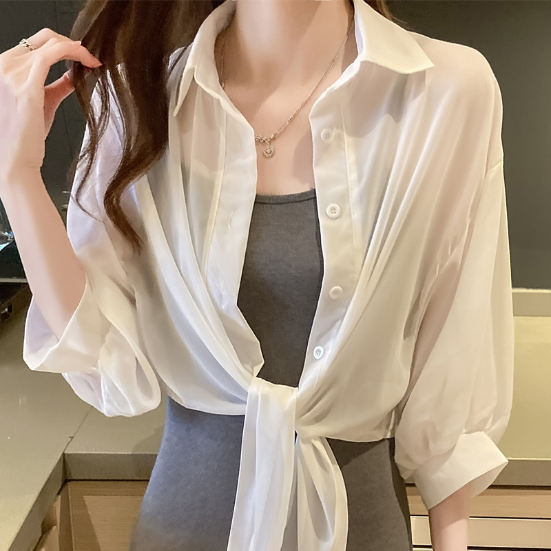 Real shots of 2024 spring and summer chiffon versatile personalized sun protection clothes and air-conditioning shirts have been shipped