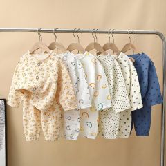 Spring and summer children 0-12 years old thin home clothes cotton gauze pajamas summer girls air-conditioned clothes boys baby home suit