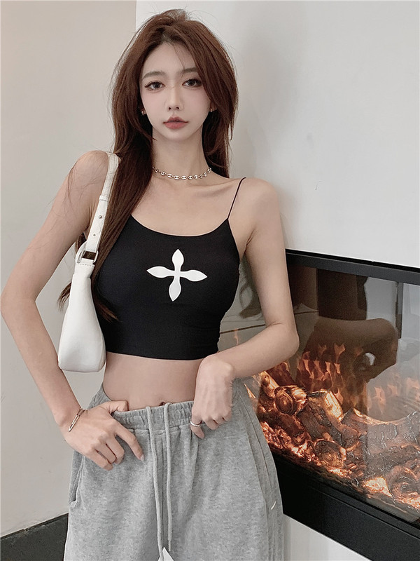 實拍~純欲辣妹冰絲吊帶背心外穿內搭短款抹胸無袖打底衣