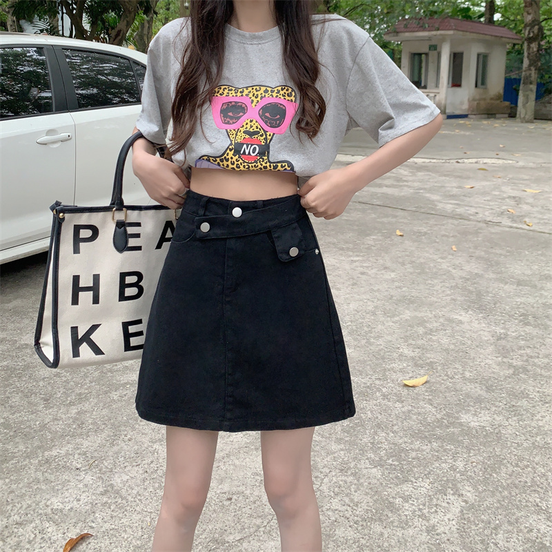 實拍美式牛仔半身裙女春季2024新款辣妹設計感高腰顯瘦包臀短裙