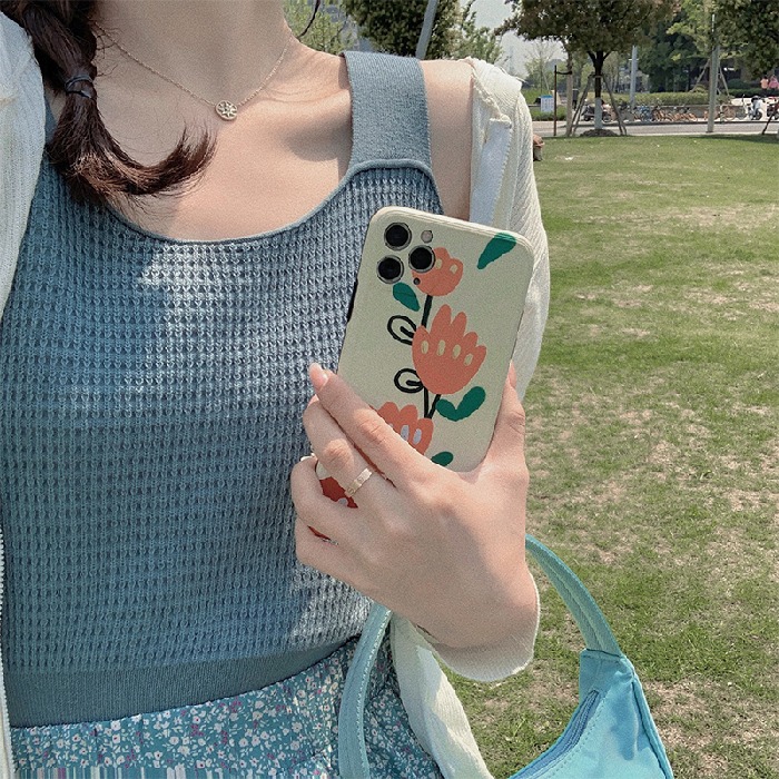 肉完ROUWANBABY吊帶背心女夏短款修身無袖華夫格針織打底內搭上衣
