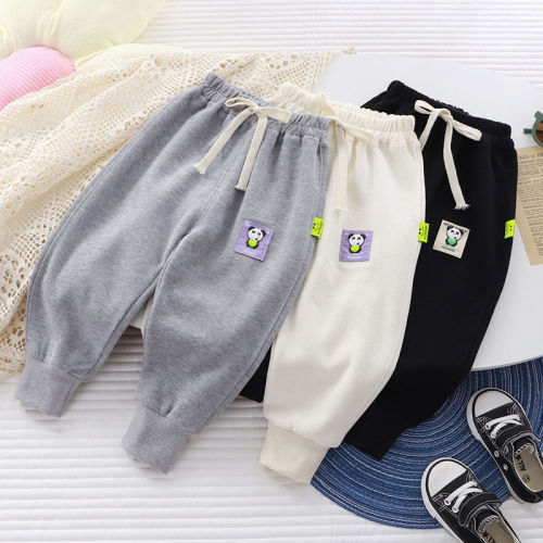 Children's sports pants, spring and autumn sweatpants, boys' pants, girls' casual pants, modern style loose threaded cuff long pants