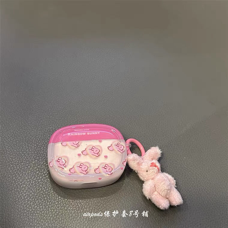Pink love bunny suitable for Apple wireless Bluetooth headset protective cover airpods pro2 and 3