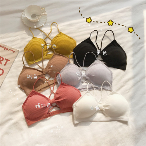 *Real shot of spring and summer no steel ring push-up bra with beautiful back, hollow chest, bottoming camisole, small vest for women, real price