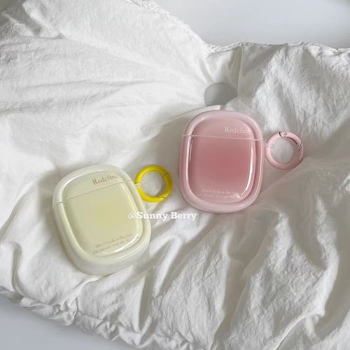 Korean ins simple niche fresh milky yellow peach powder smudged English applicable airpods pro protective cover
