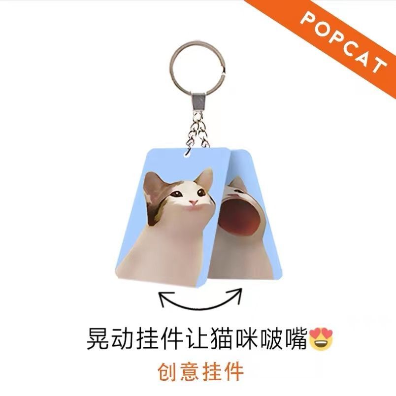Internet celebrity cartoon expression school bag pout cat pendant jewelry creative keychain strange and cute acrylic dynamic