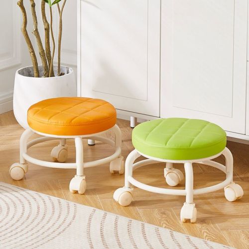 Household universal wheel beauty sewing stool with wheels rotating floor wiping low stool manicure and pedicure stool pulley baby learning walking stool