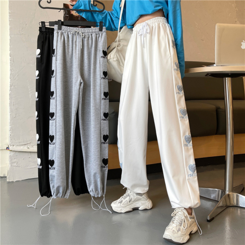 Real shot of spring new loose wide-leg casual pants for women, ins trendy sweatpants