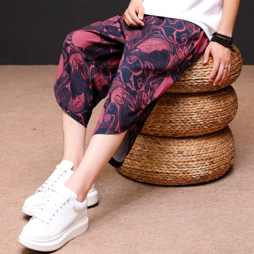 Shorts, beach shorts, men's cropped pants, Japanese trendy summer large size retro ethnic style men's mid-length pants