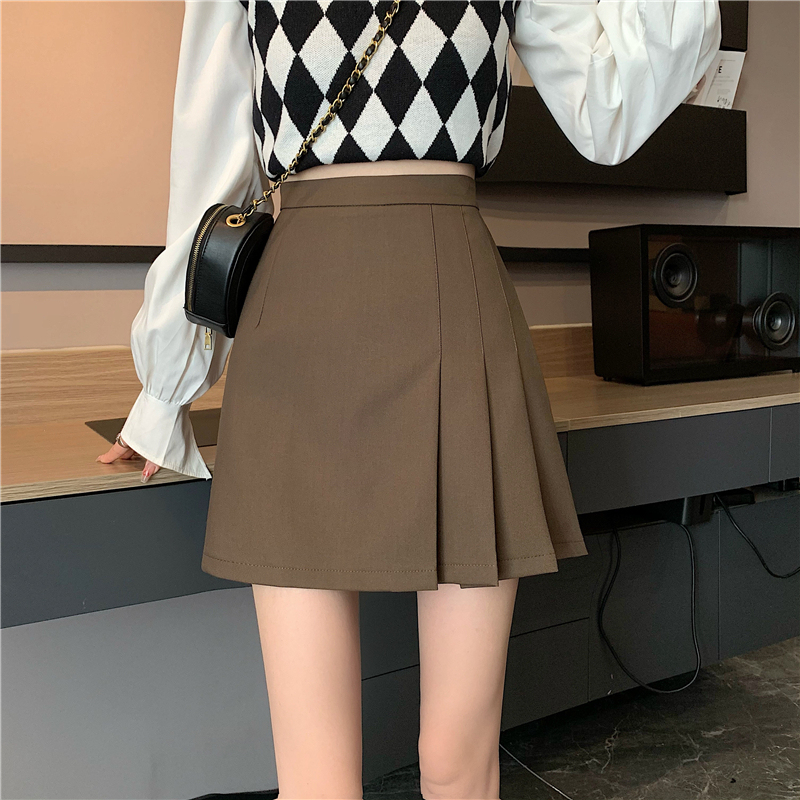 Actual shot and real price Korean style high-waist slim pleated skirt A-line skirt