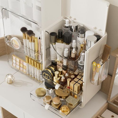 Haixing cosmetics storage box large dressing table skin care product dustproof desktop storage cabinet shelf drawer makeup box