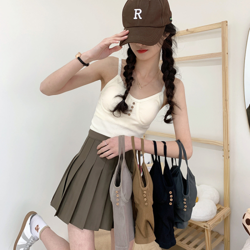 Actual shot of 2024 new style vest and suspender belt for women, Korean style, slimming, buttoned, worn inside and outside