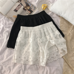Photographed Simple Lace Sheer Outerwear Layered High-Waist Double-Decking Anti-Flash Leggings Shorts for Girls
