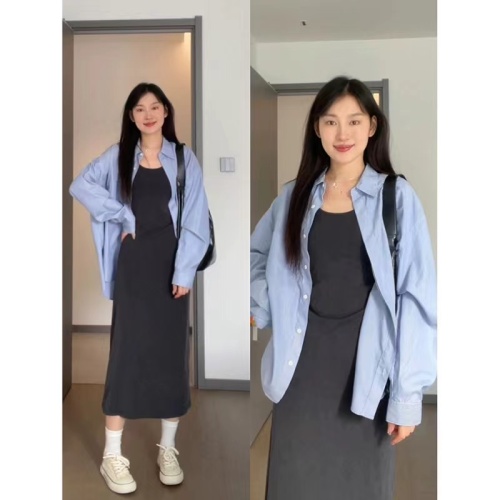 (Original quality) French blue shirt women's thin long-sleeved coat women's spring and summer