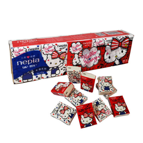 [Printed Tissue] Kitty Kitty Cute Paper Handkerchief Small Packaging Portable Pack Japanese Nipiao
