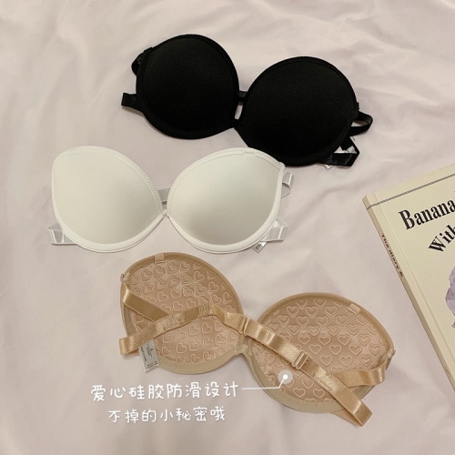 Real shot of strapless underwear for women with small breasts, push-up invisible bra, beautiful back, sexy love, non-slip bra